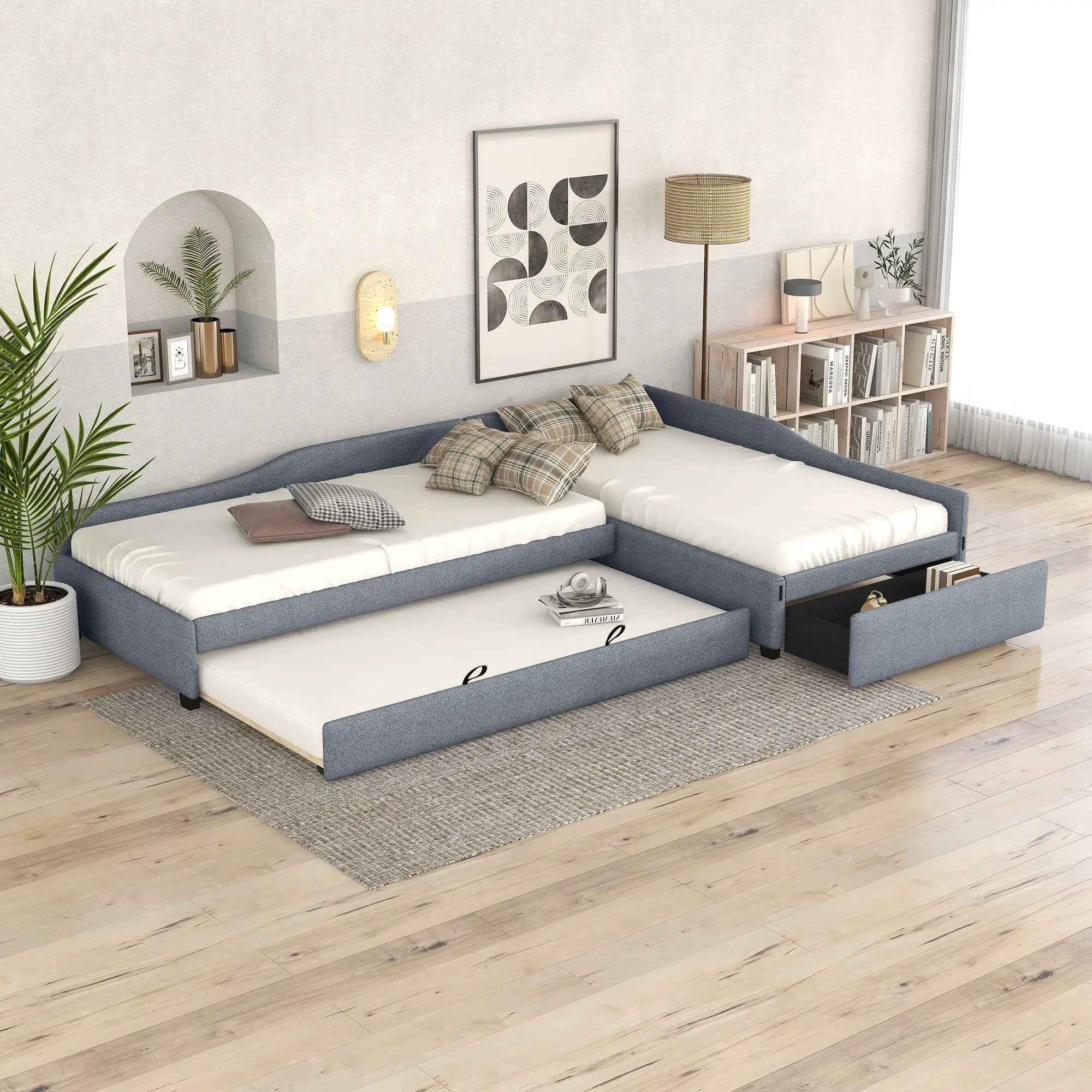 Upholstered Double Daybed With Trundle And Drawer by Unique Piece Furniture