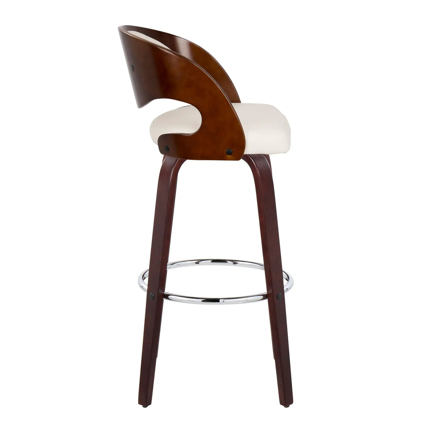 Pino - Mid Century Modern Fixed Height Barstool With Swivel & Round Footrest (Set of 2) by HouseOfZazla