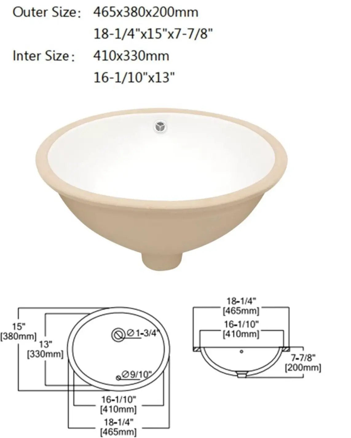 Pottery barn Dcolora Undermount Bathroom Sink Oval - Dcolora 16"x13" White Porcelain Ceramic Oval Vessel Sink Under Counter Lavatory Vanity Bath Sink Bowl Basin Wi by Selzalot