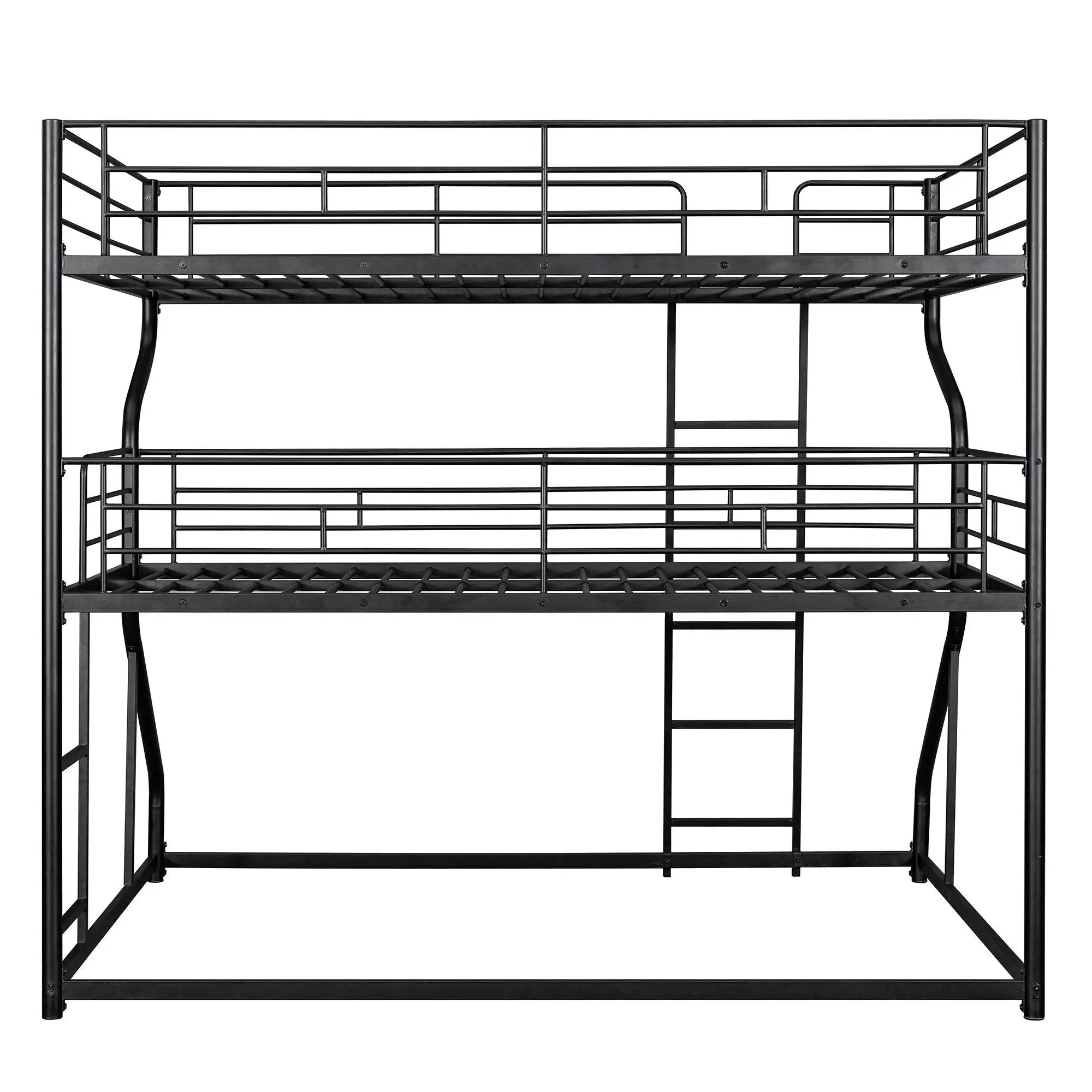 Industrial Triple Bunk Bed With Dual Ladders Frame, Space Saving Design by HouseOfZazla