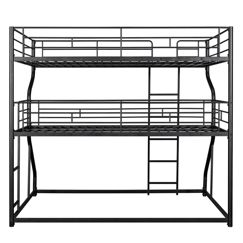 Industrial Triple Bunk Bed With Dual Ladders Frame, Space Saving Design by HouseOfZazla