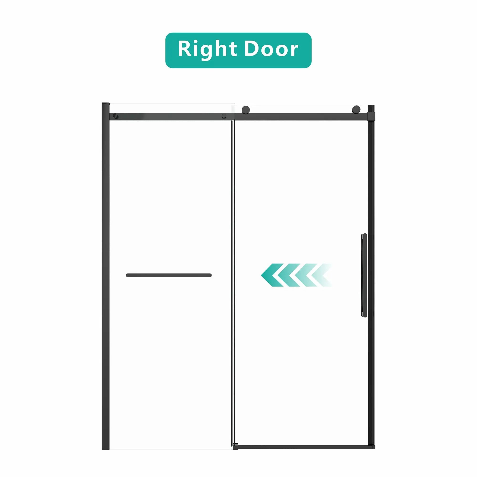 S-RM6076TB 56-60"W x 76"H Sliding Shower Door, 8mm Frameless Glass Shower Door with Matte by HouseOfZazla