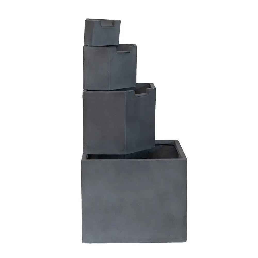 Cement 4 Tier Block Water Fountain Outdoor - Gray by HouseOfZazla