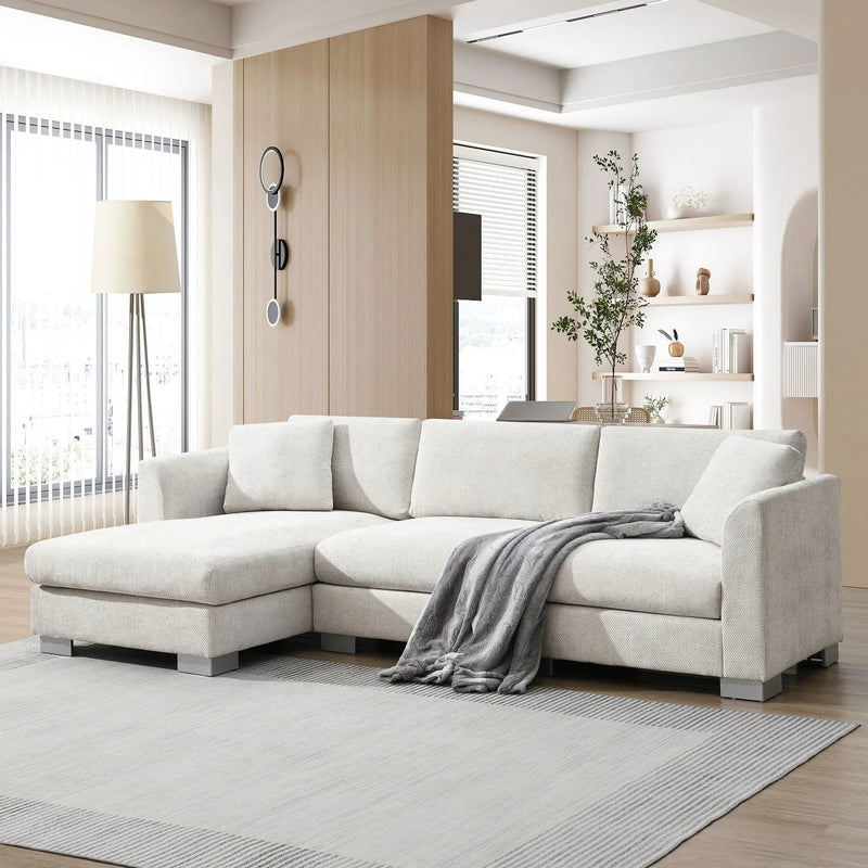 Modern Cloud Sectional Sofa L Shaped Luxury Couch Set With 2 Free Pillows 4 Seat With Oversized Chaise by Unique Piece Furniture