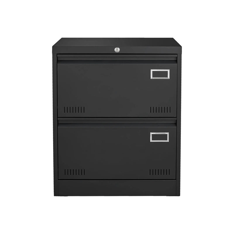 2 Drawer Metal Lateral File Cabinet With Lock, Office Vertical Files Cabinet For Home Office, Locking Metal File Cabinet - Black by HouseOfZazla