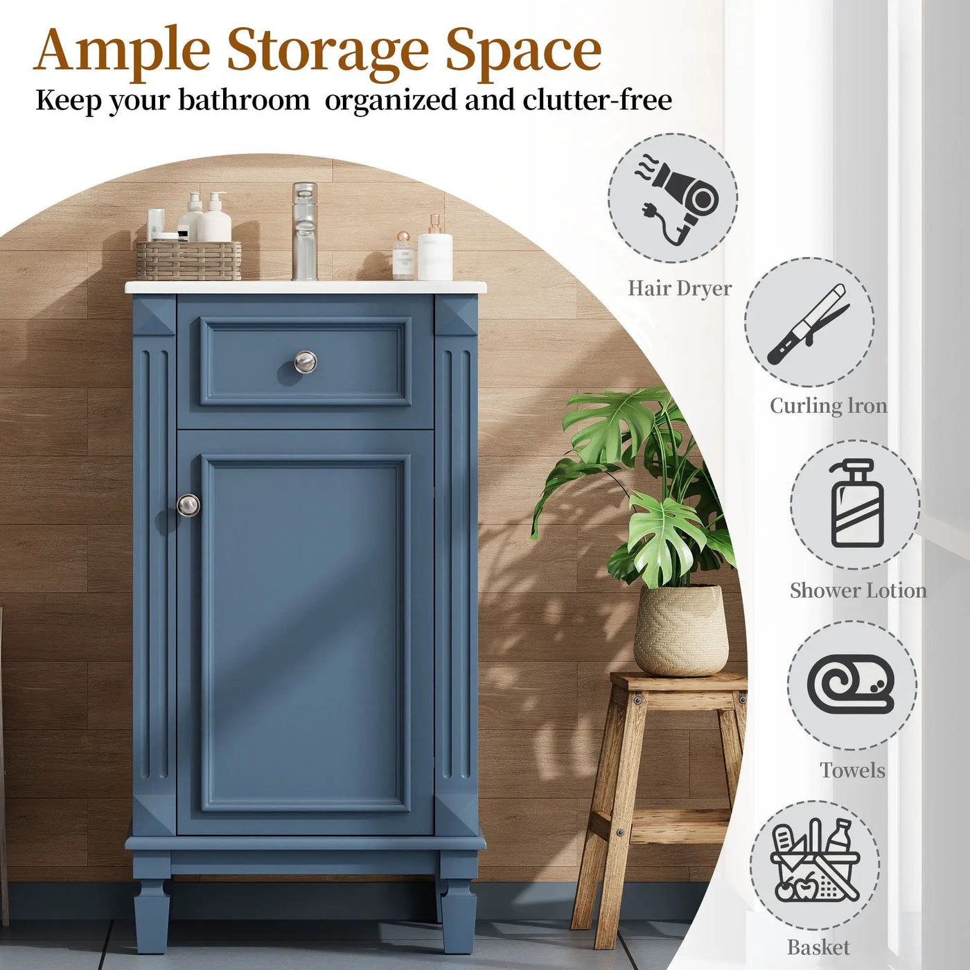 Bathroom Vanity With Sink, Soft-Closing Door, Adjustable Shelf by Unique Piece Furniture