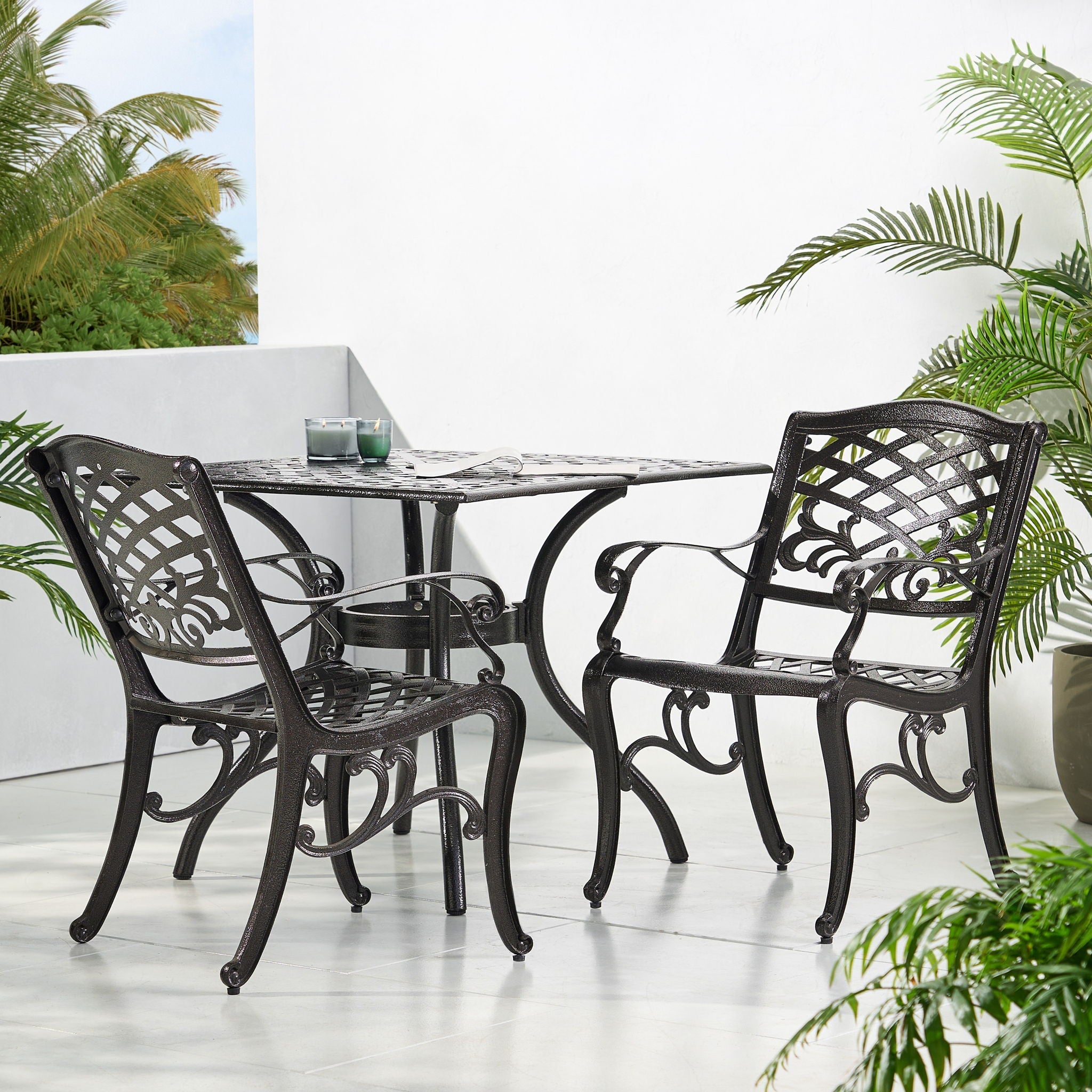 Luminea Outdoor Aluminum Dining Chair with Scroll Design, Bronze by HouseOfZazla