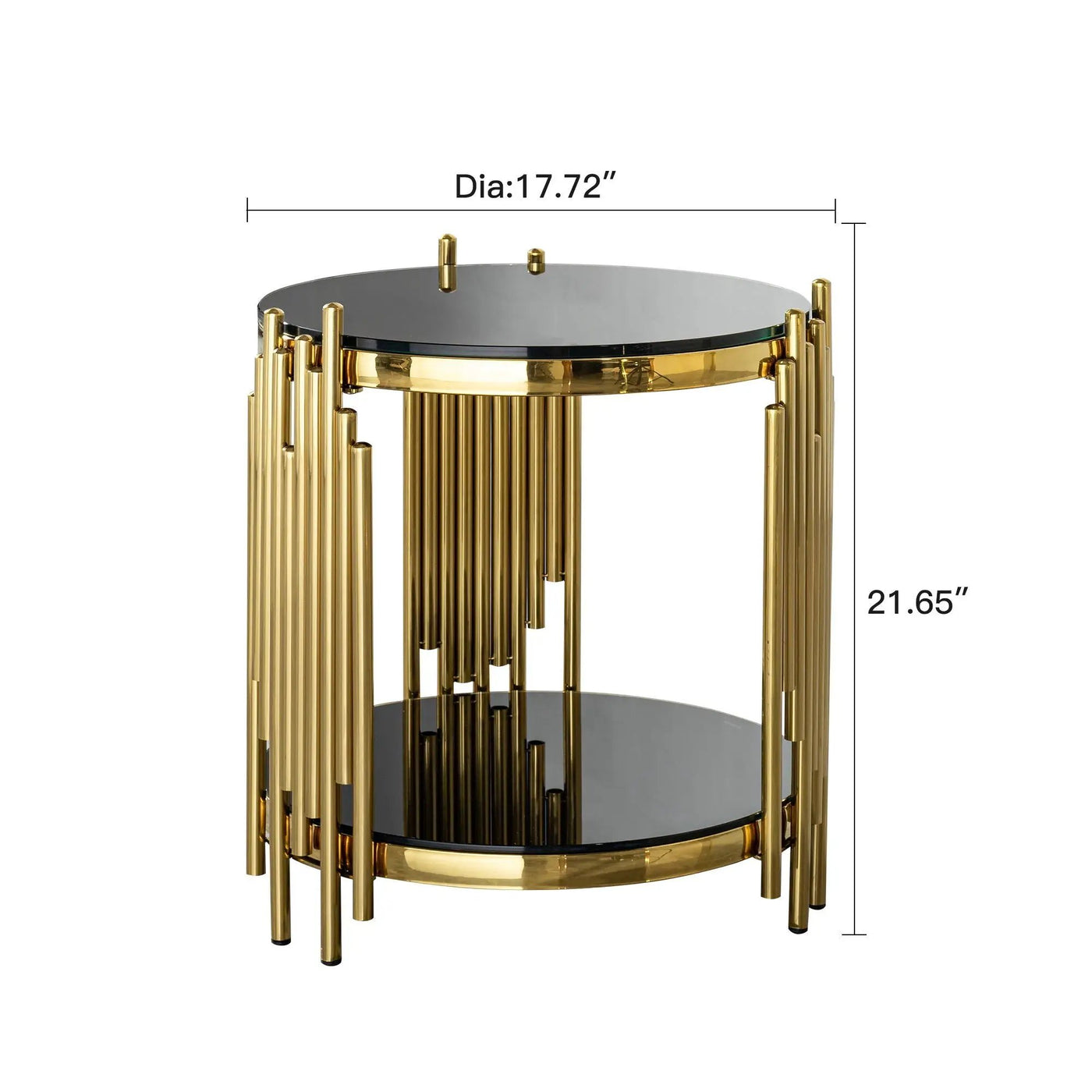 Elegant Round Table With Double Layer Tempered Glass Top And Stainless Steel Frame For Living Room by HouseOfZazla
