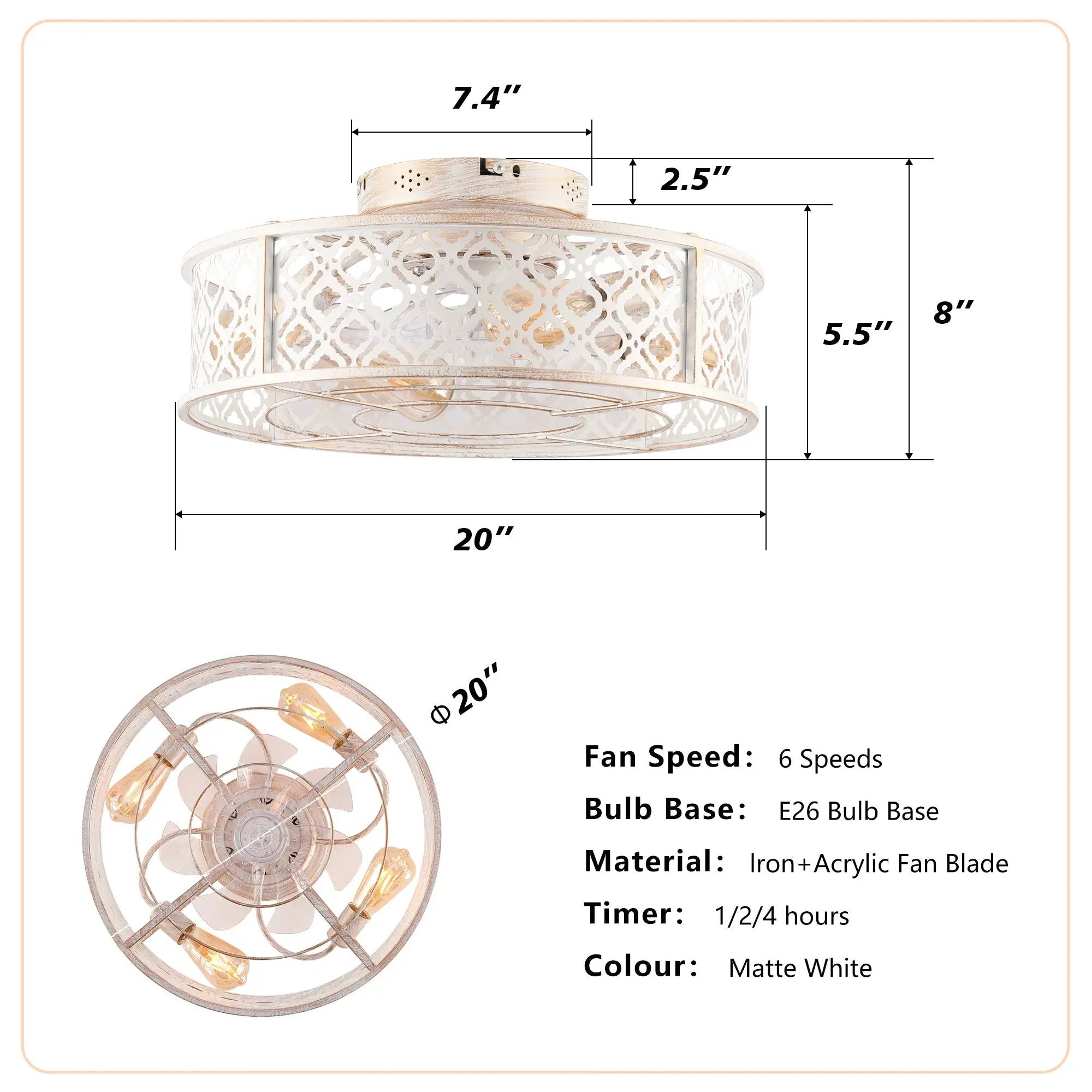 20" Flower Style Iron Ceiling Fan With Remote Control by HouseOfZazla