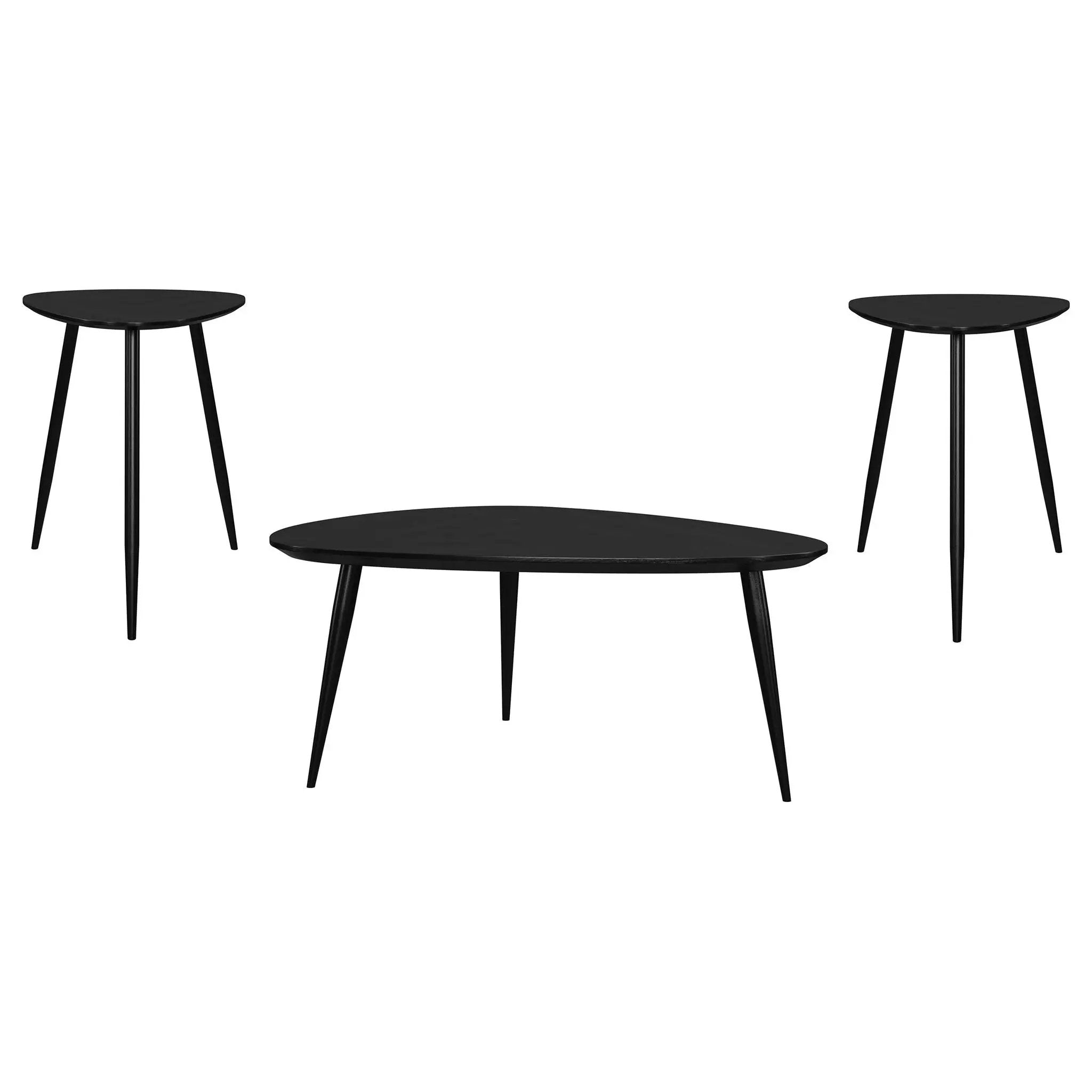 Odessa 3-piece Triangular Coffee and End Table Set Black by Unique Piece Furniture