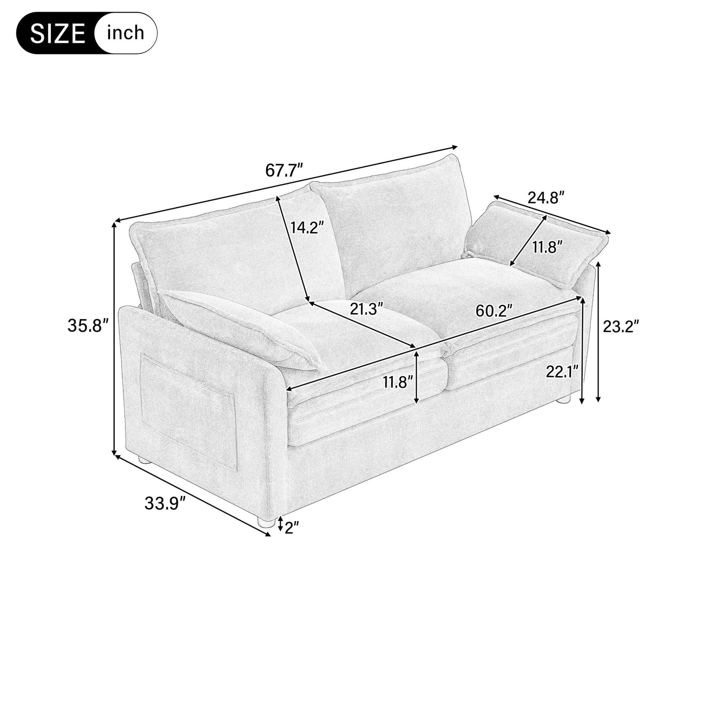 Modern Sofa Set With Double Layer Cushion And Side Storage Pockets by HouseOfZazla