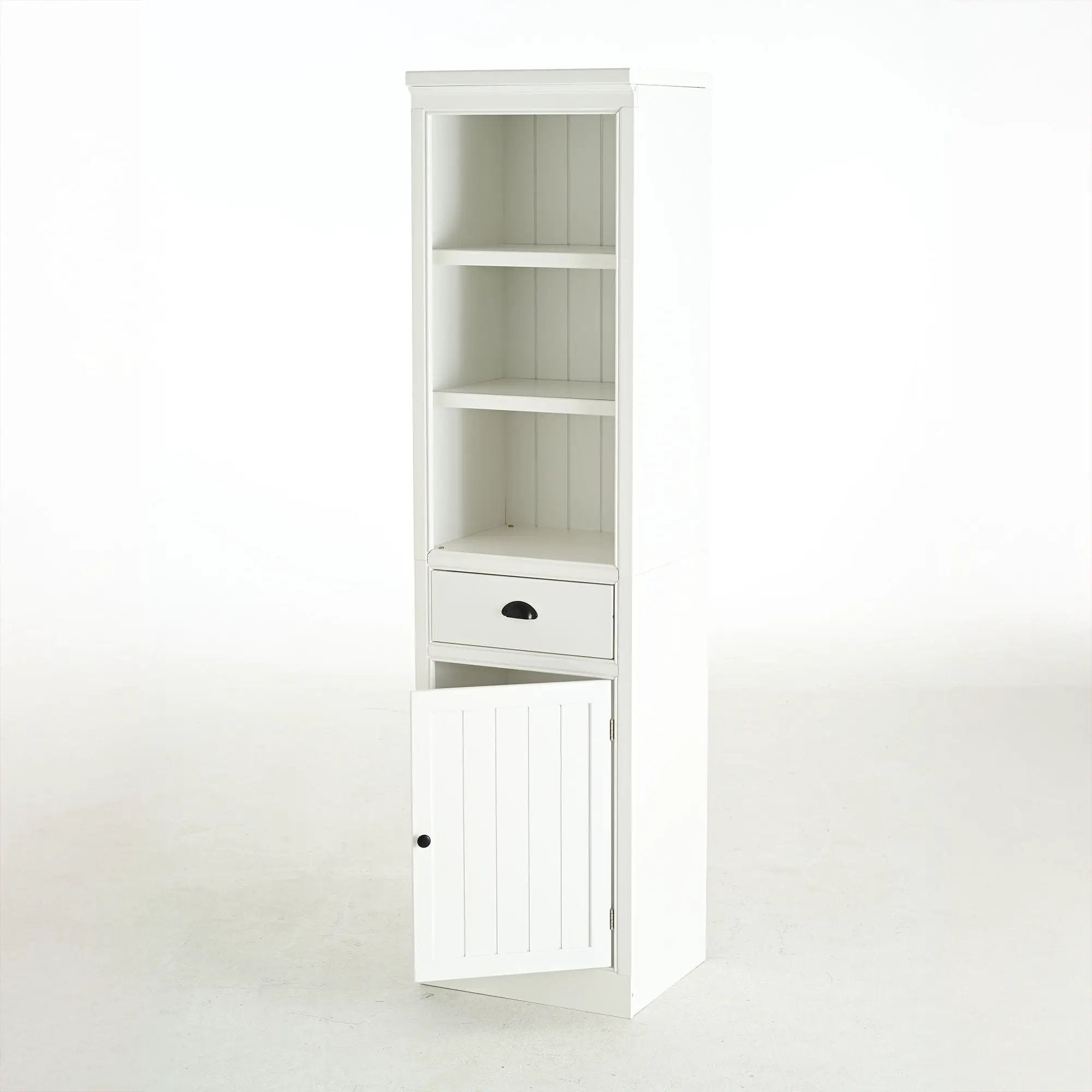 Retro Style 75'' Tall Display Shelf With Cabinet For Hallways Living Room Kitchen - White by HouseOfZazla