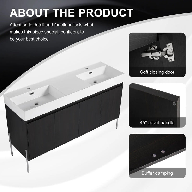 Freestanding Bathroom Vanity With Resin Sink And Storage Cabinet by HouseOfZazla