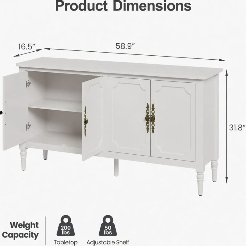 Vintage Buffet Cabinet With Adjustable Shelves by HouseOfZazla