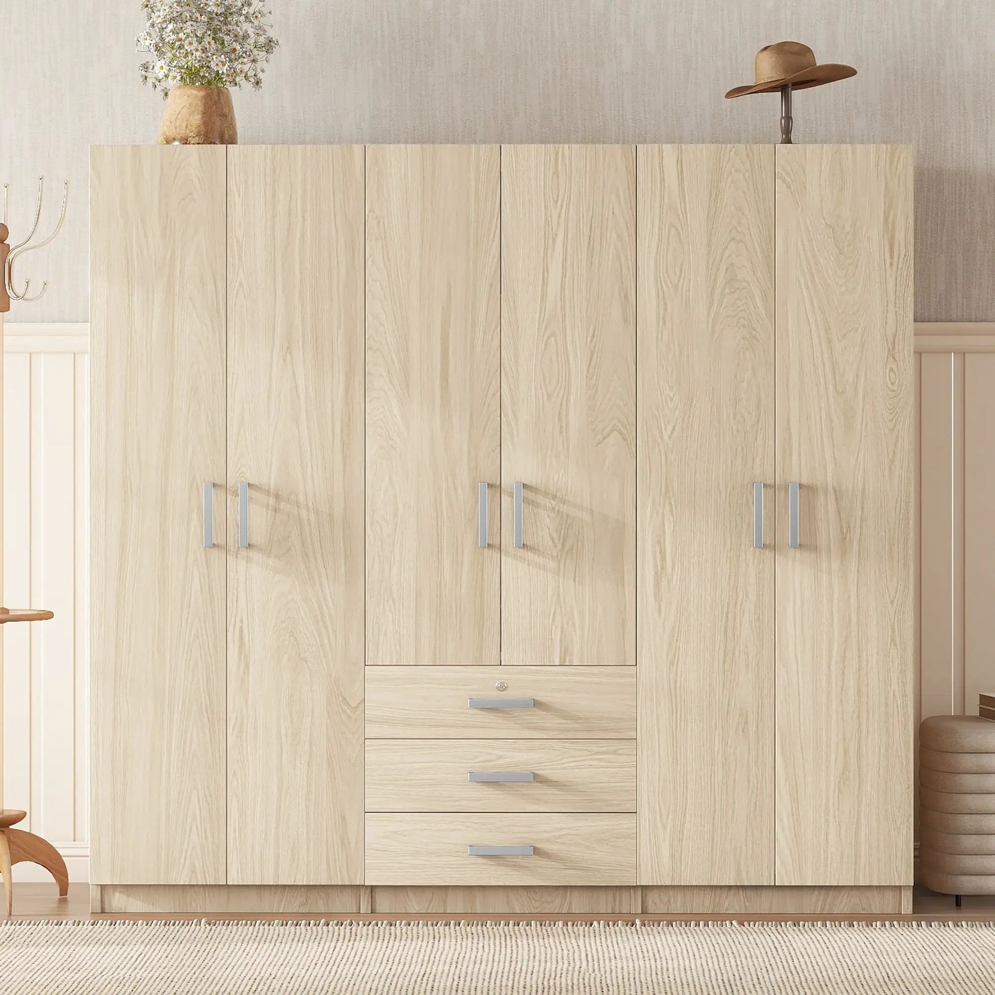 6 Doors Wardrobe Storage For Bedroom, With Big Drawers by HouseOfZazla