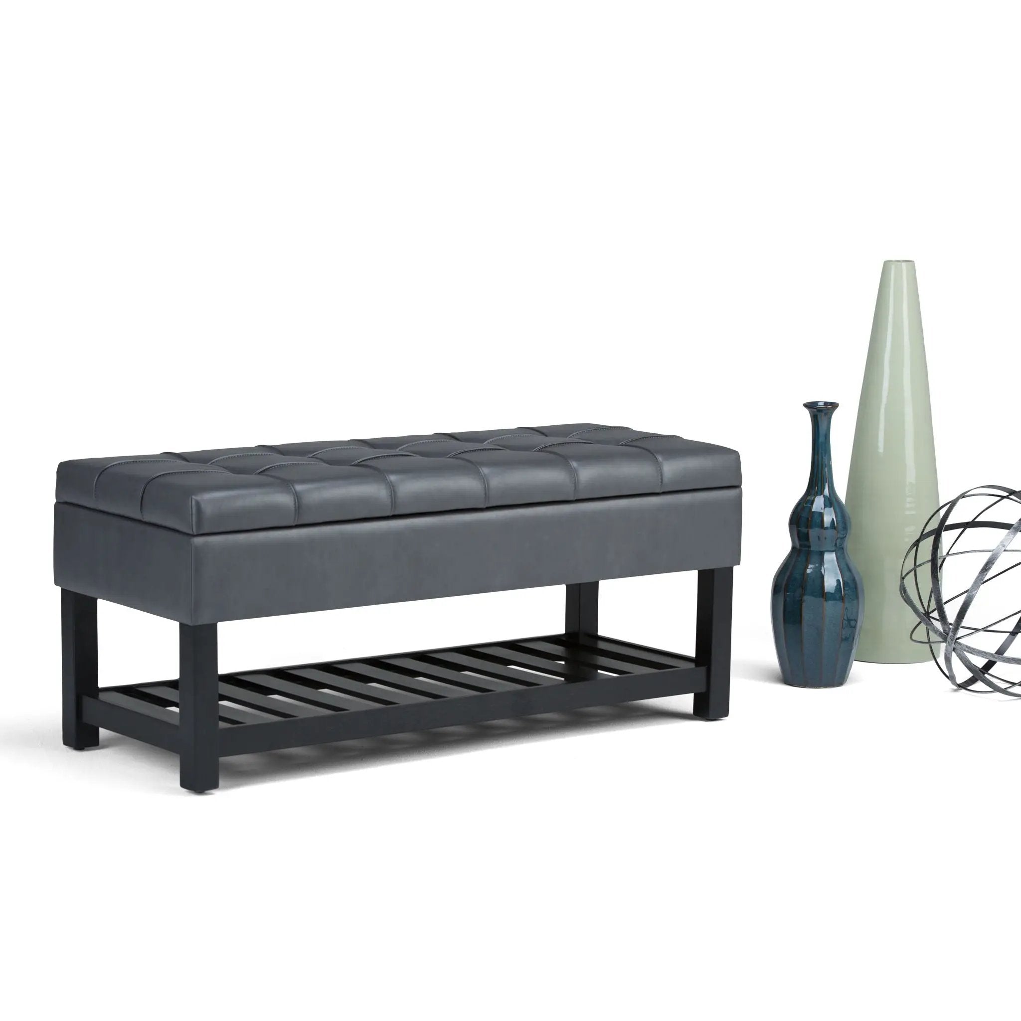 Saxon - Upholstered Transitional Storage Ottoman Bench by HouseOfZazla