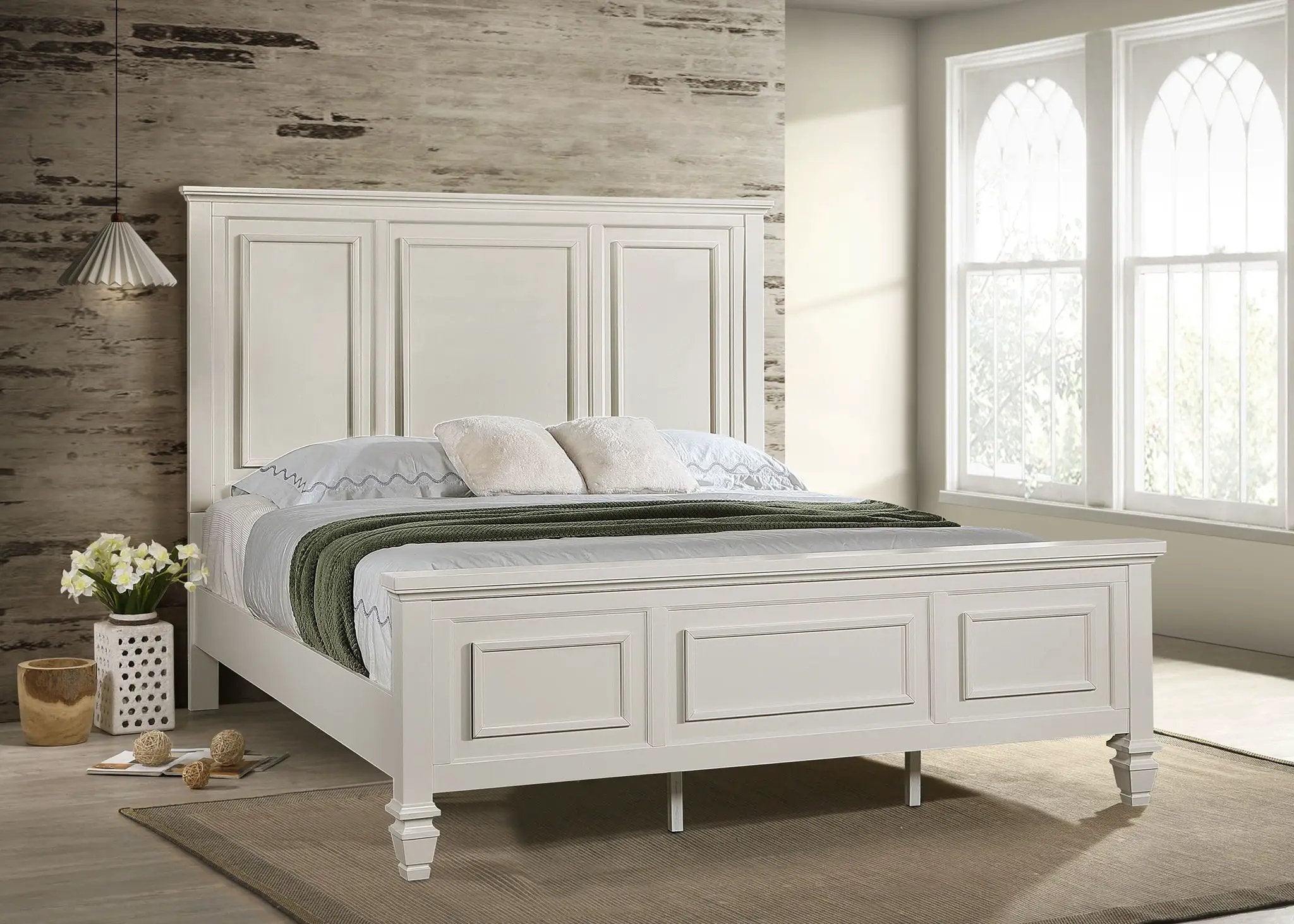 Sandy Beach 63-inch Eastern King Wood Panel Bed Cream White by Unique Piece Furniture