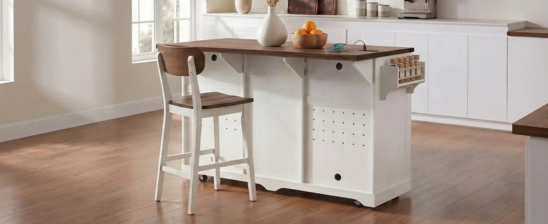 K&K 72" Farmhouse Kitchen Island with Fridge Storage Space by HouseOfZazla