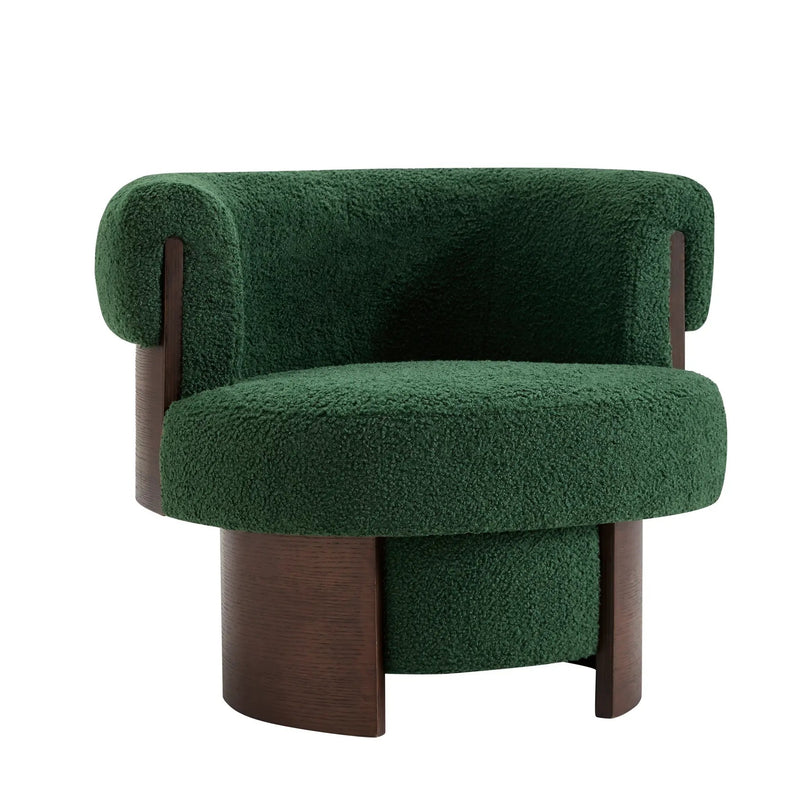 Modern 32" Wide Curved Sculptural Swivel Barrel Chair by HouseOfZazla