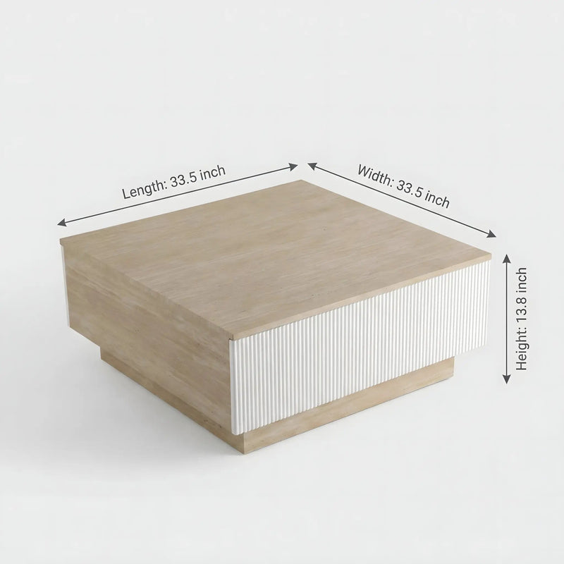 Modern Faux Travertine Coffee Table with 2 Drawers by HouseOfZazla