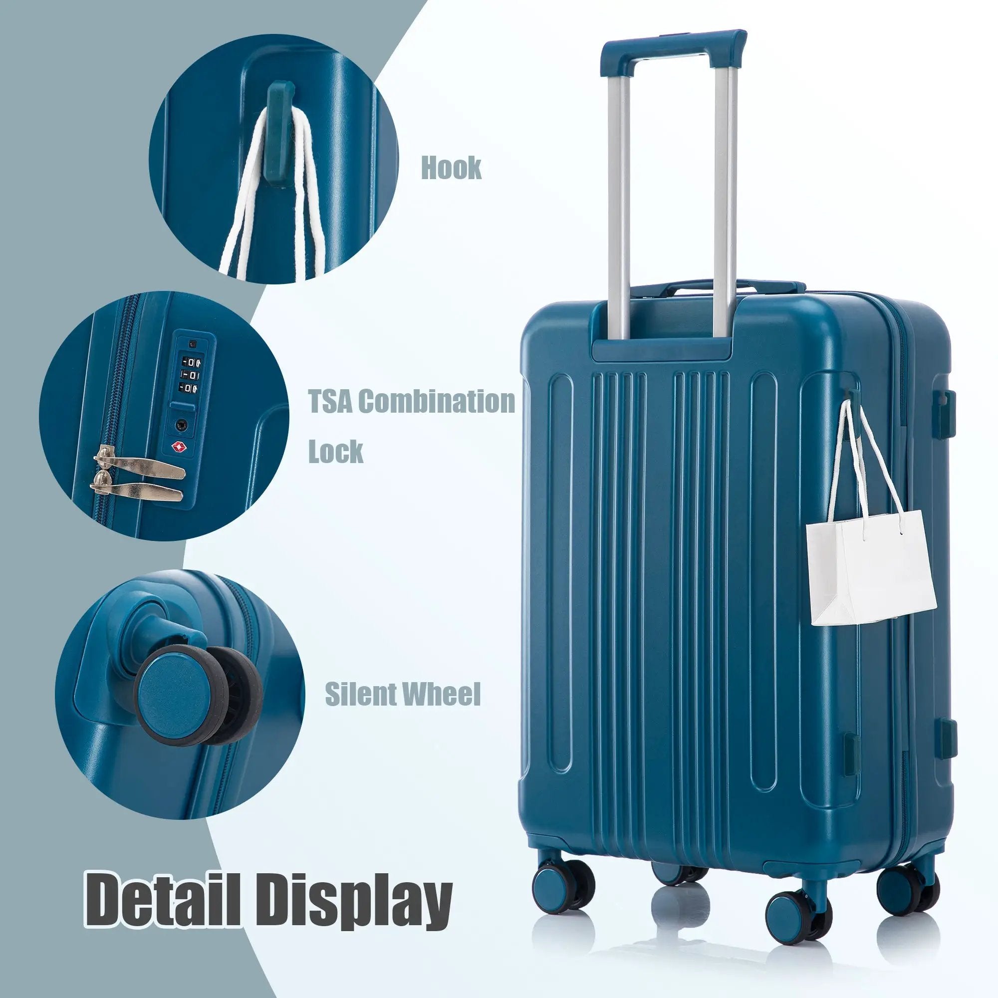 3-Piece ABS Spinner Wheel Luggage Set 20"/24"/28" Dark Blue by HouseOfZazla
