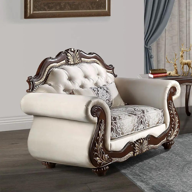 Pierce - Chair With Pillow - Beige Fabric & Cherry by Unique Piece Furniture