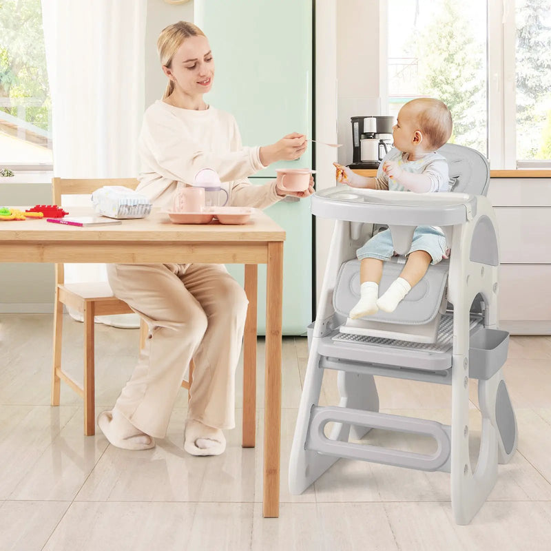 Convertible Baby High Chair with Double-layer Tray and Adjustable Backrest by DirectDeals