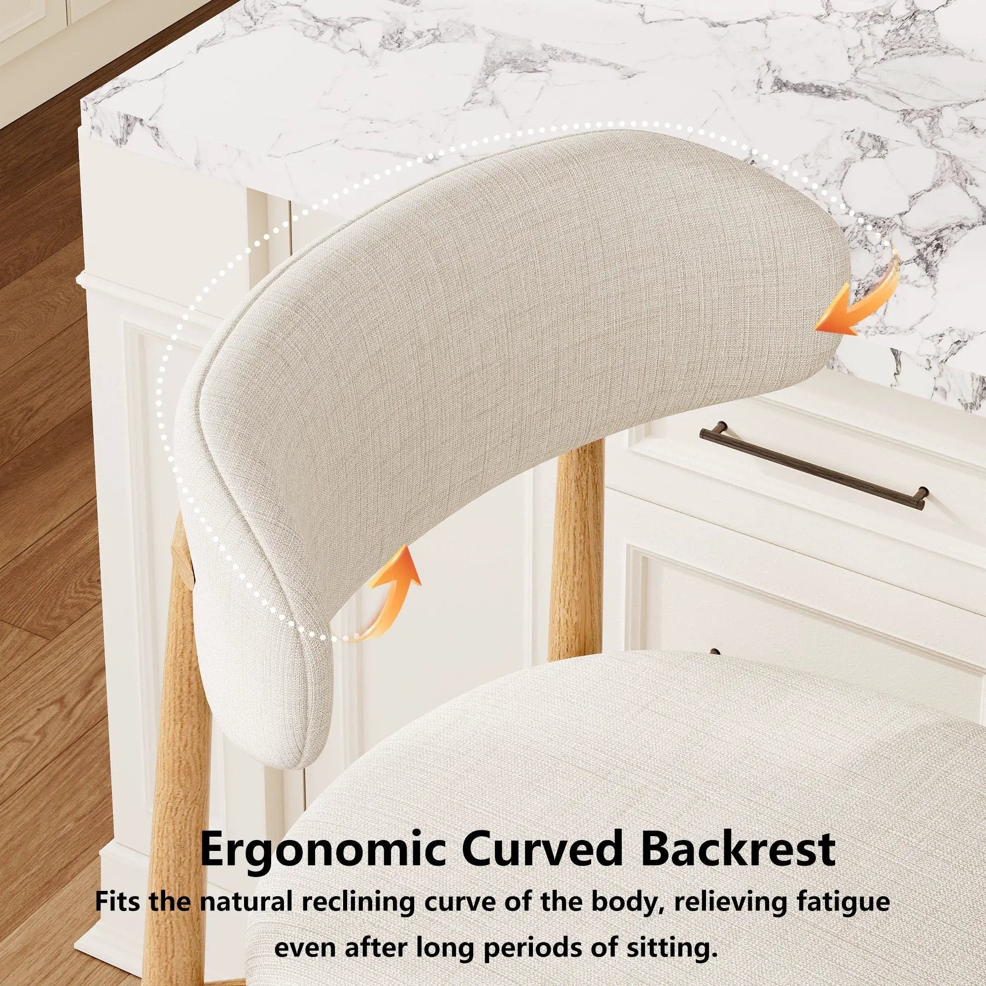 Upholstered Counter Height Bar Stools For Kitchen Island (Set of 2) - Beige by HouseOfZazla