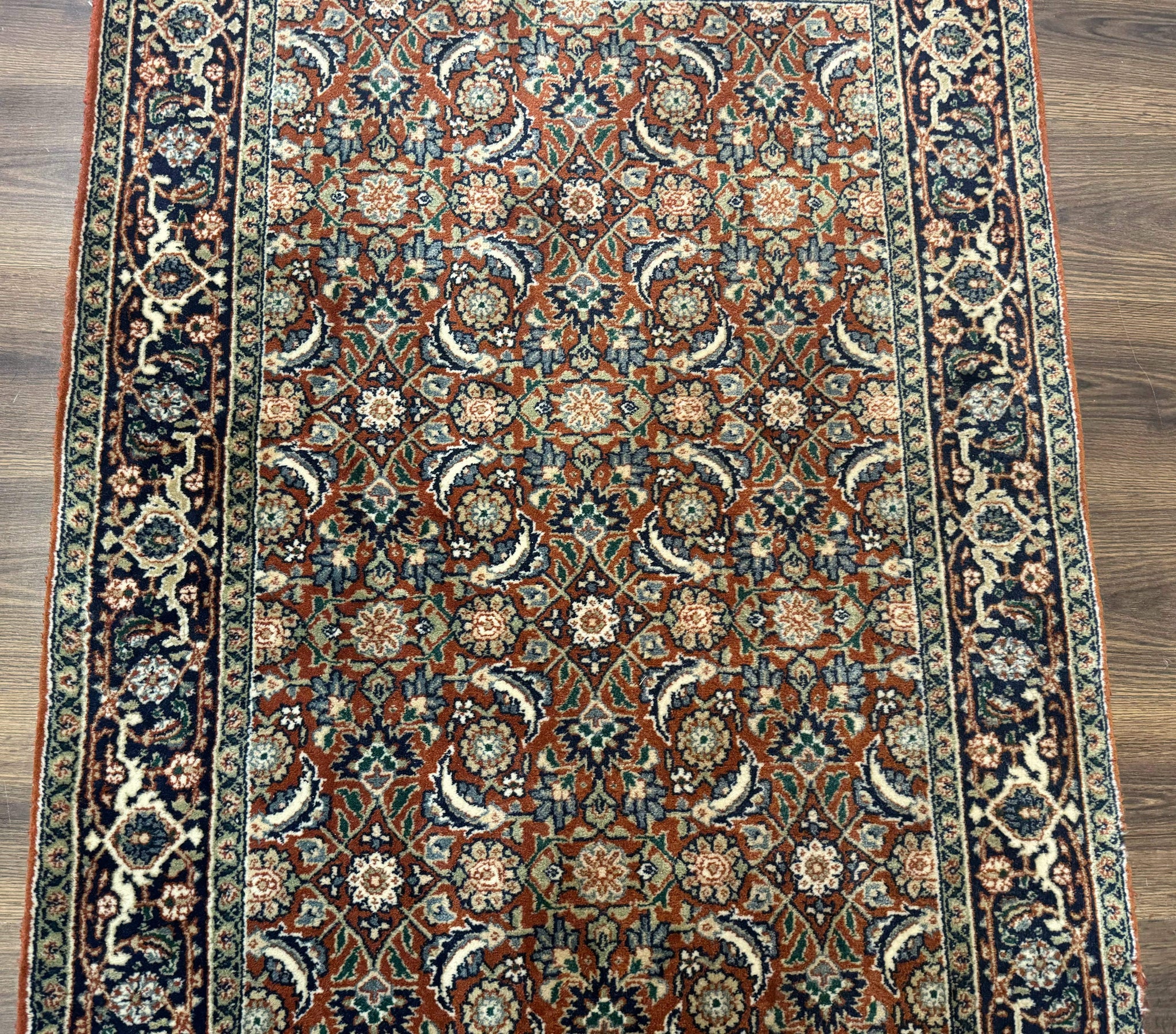 Indo Persian Bijar Rug 3x5, Red and Navy Blue, Allover Pattern, Fine Hand Knotted Wool Carpet by Jewel Rugs
