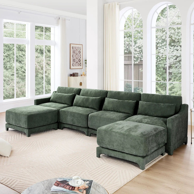 Stylish Sofa With Ottoman And Lumbar Pillows, Ergonomic Design by Unique Piece Furniture