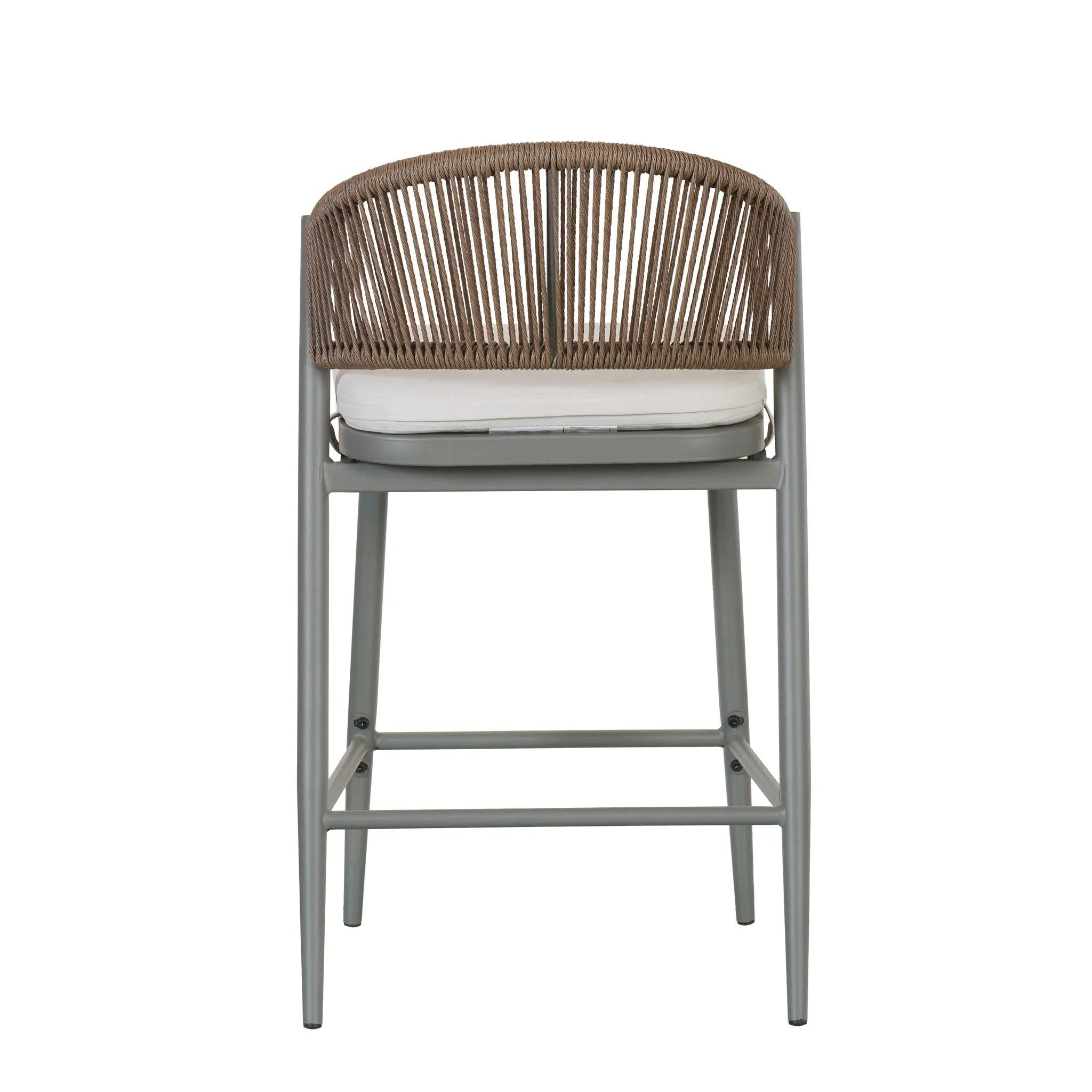 Outdoor 26" Counter Height Metal Frame Counter Stools With Scallop Shaped Backrest & Water Resistant Cushions by HouseOfZazla