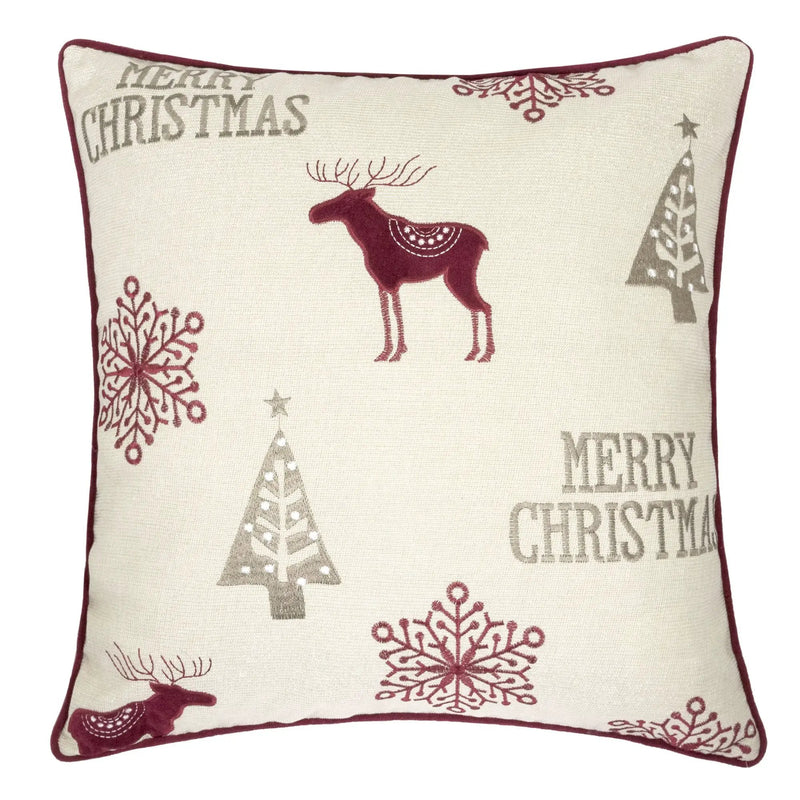 Merry Christmas Embroidered Poly Pillow by HouseOfZazla