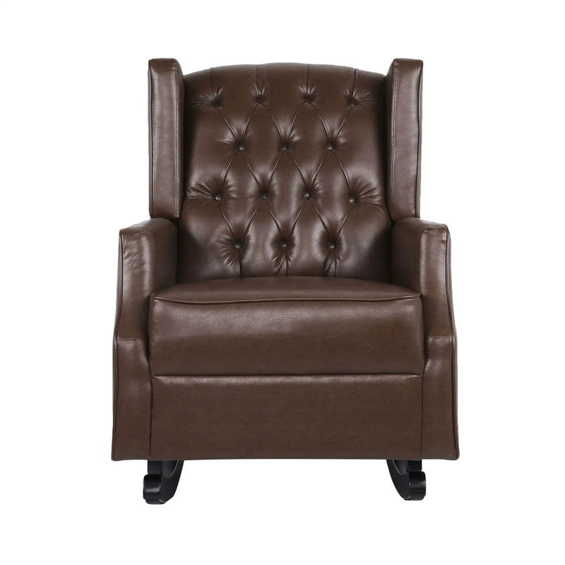 Amedou Contemporary Tufted Wingback Rocking Chair - Dark Brown by HouseOfZazla