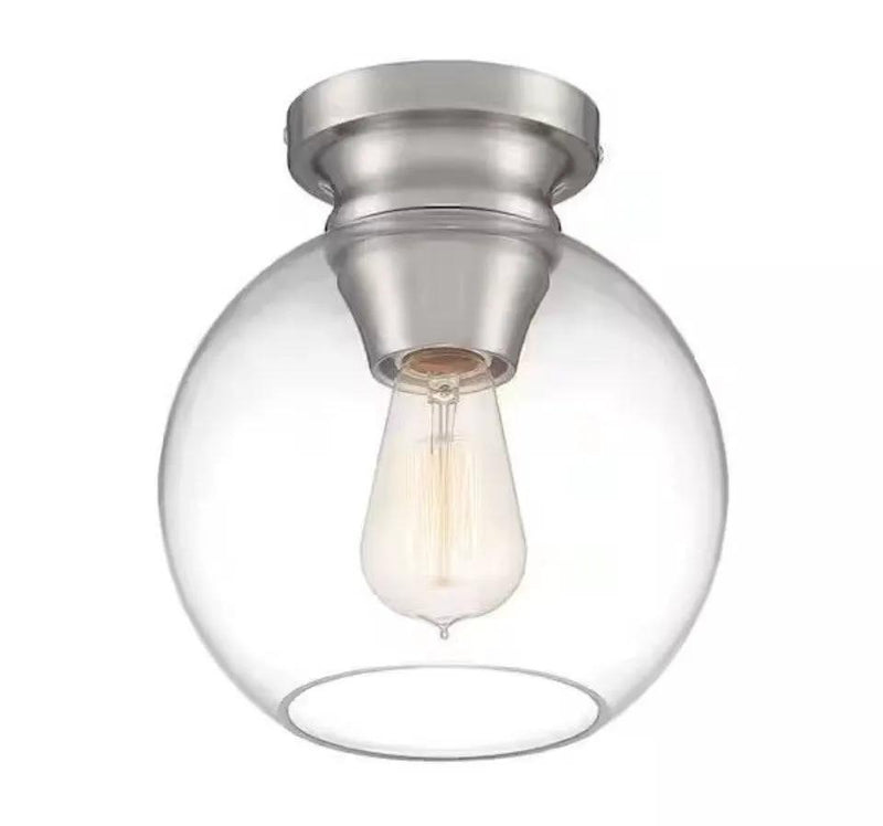 Open Box Home Decorators Collection Evelyn 8 in. Contemporary Brushed Nickel Medium-Base (E26) Bulb Flush Mount for Kitchens by Selzalot