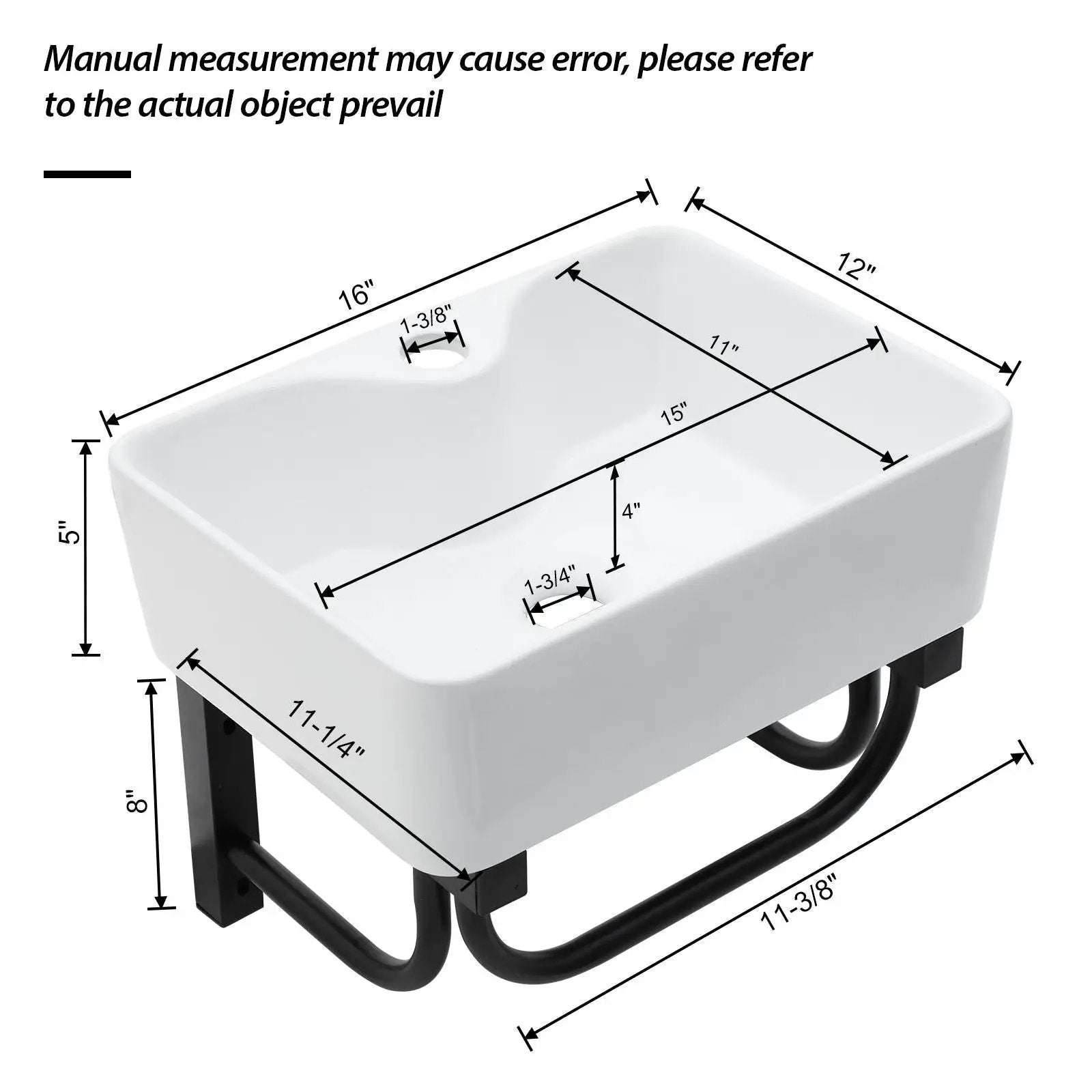 Rectangular Bathroom Sink With Towel Bar & Faucet Hole, Wall Mounted - White by Unique Piece Furniture