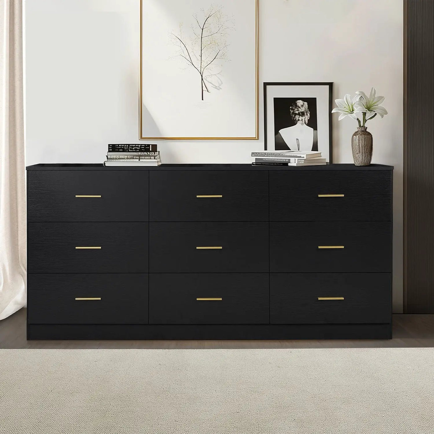 Modern Drawer Dresser For Bedroom, Ample Storage Wide Chest Of Drawers by HouseOfZazla
