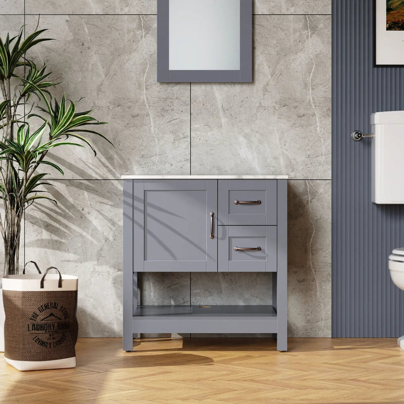 Bathroom Vanity With Mirror And Top Only - Gray by Unique Piece Furniture