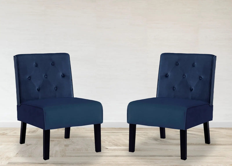 Reese - Living Room Armless Button Tufted Pattern Accent Chair (Set of 2) by HouseOfZazla