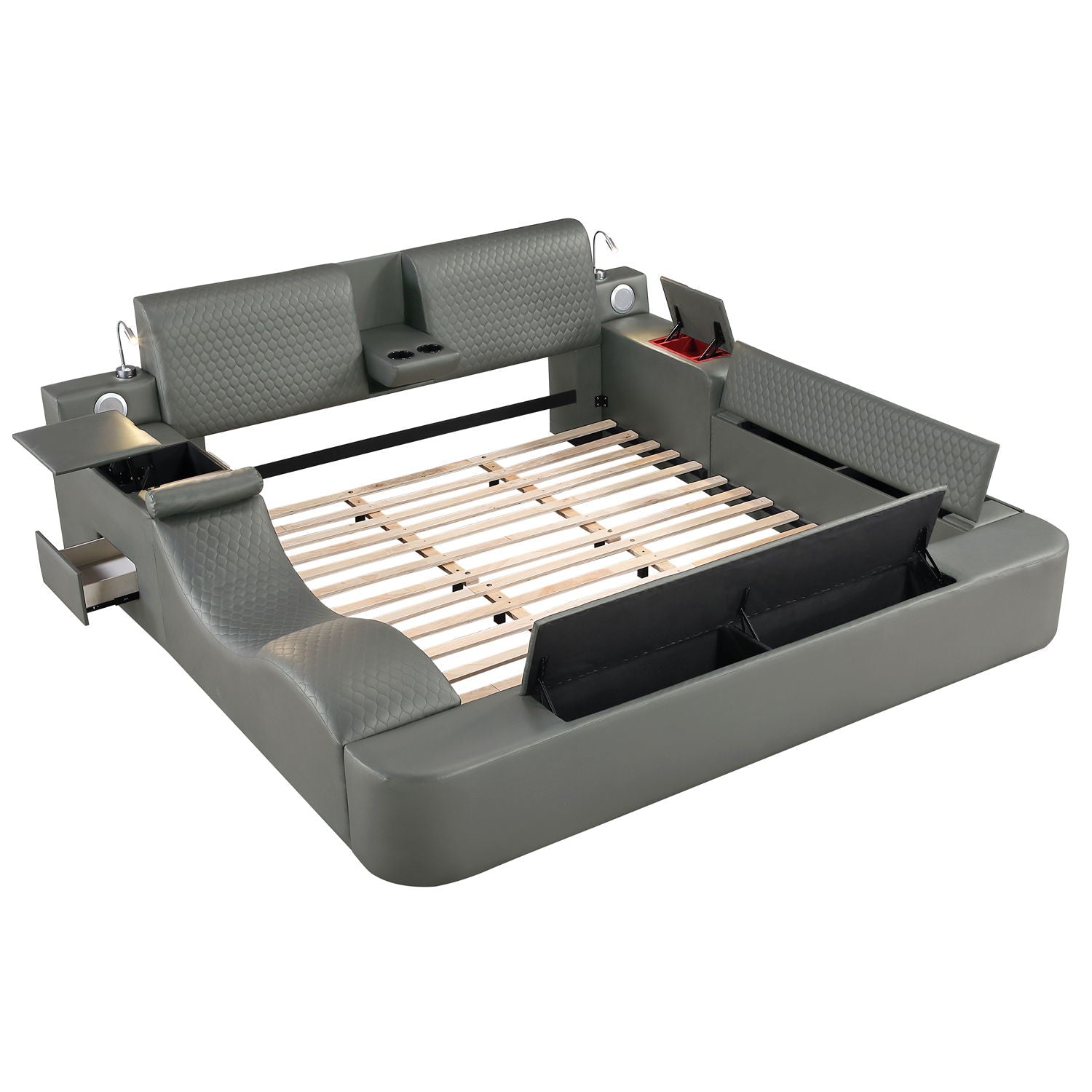 Zoya - Smart Multifunctional Bed, Built In Bluetooth Speakers, USB Charging by HouseOfZazla