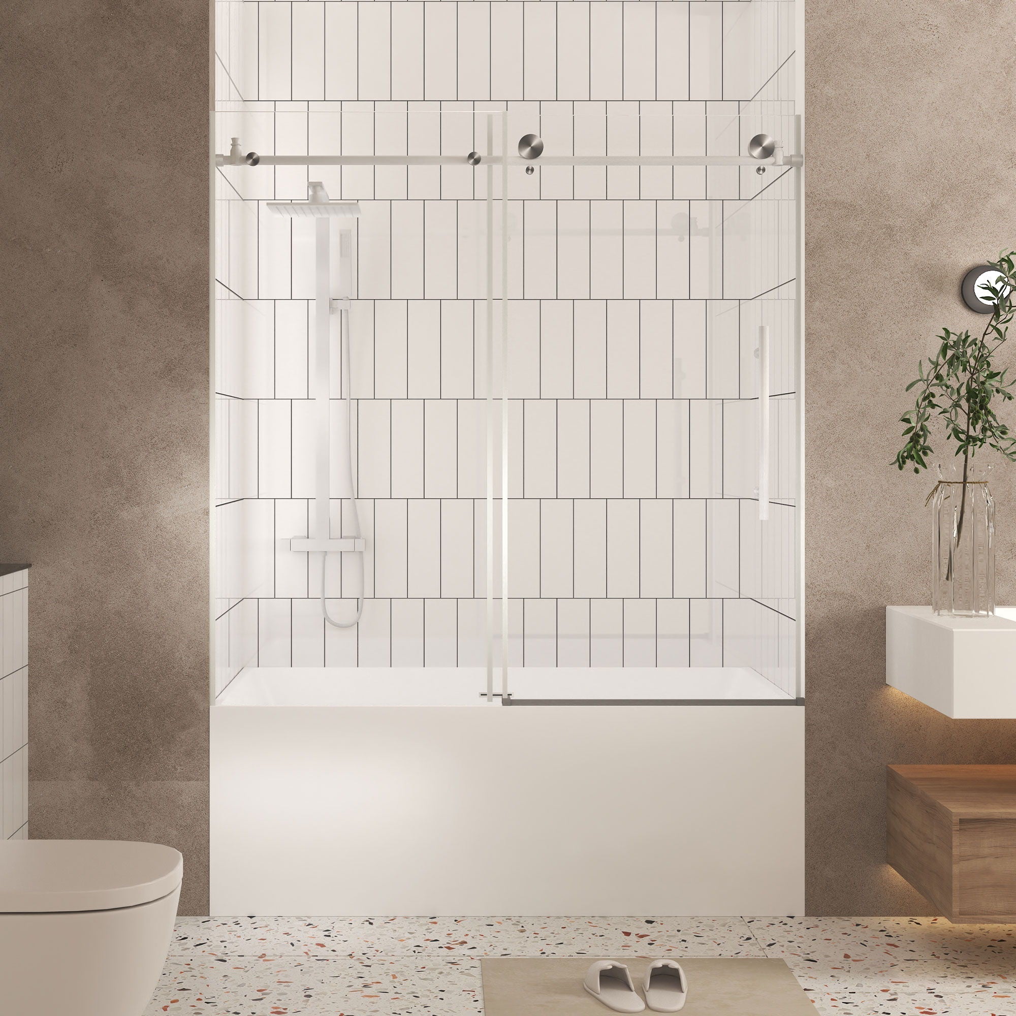 Frameless Shower Door, Smooth Sliding Tracks by HouseOfZazla