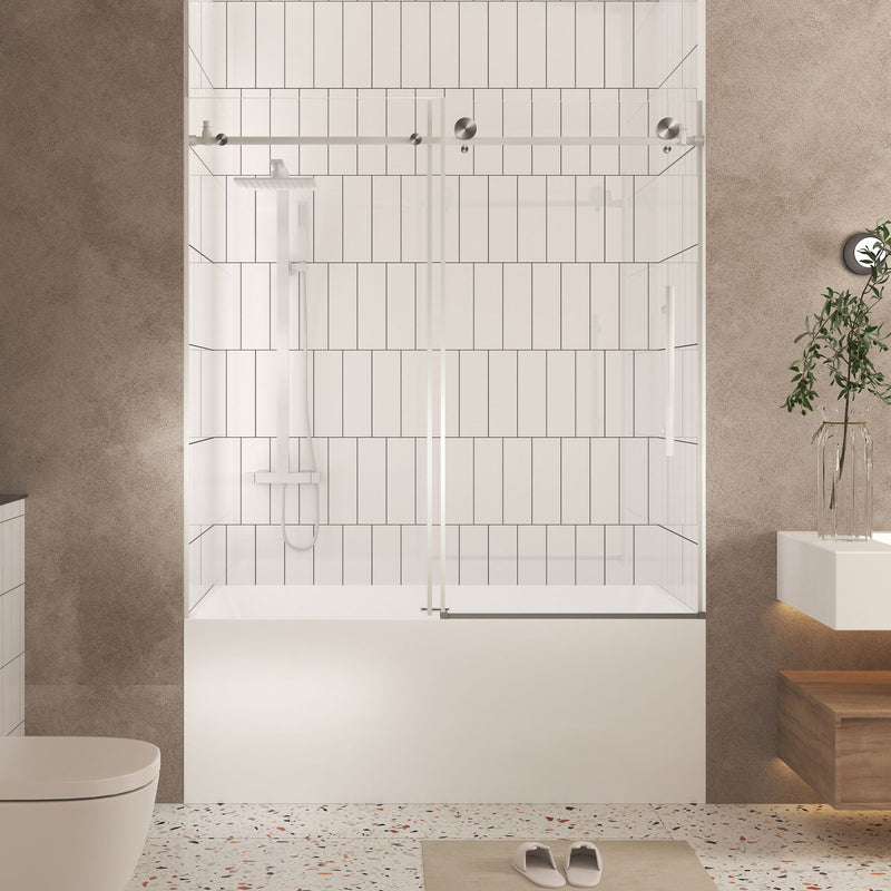 Frameless Shower Door, Smooth Sliding Tracks by HouseOfZazla