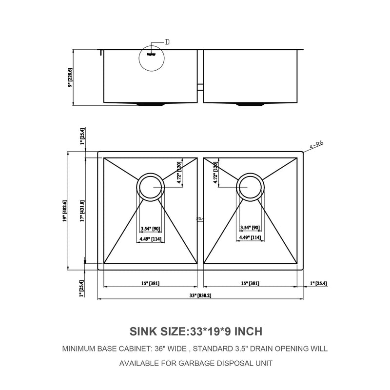 Undermount Double Bowl Kitchen Sink 16 Gauge With 9" Deep Basin - Brushed Nickel by HouseOfZazla