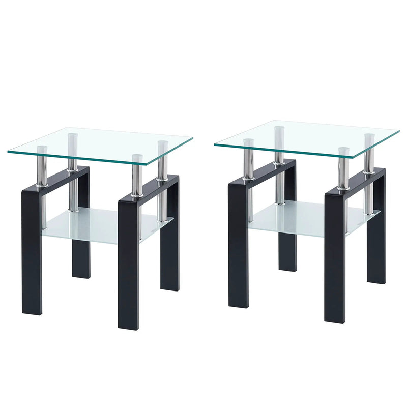 Luxury Modern Tempered Glass Coffee Table with 2 Layers by HouseOfZazla