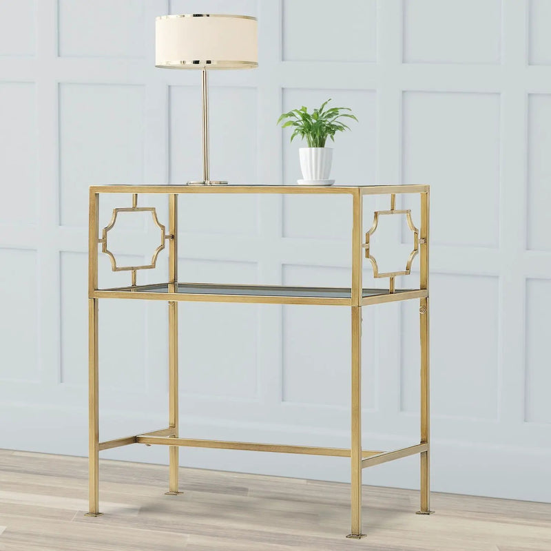 Grifton - Rectangular Glass Accent Table - Antique Gold