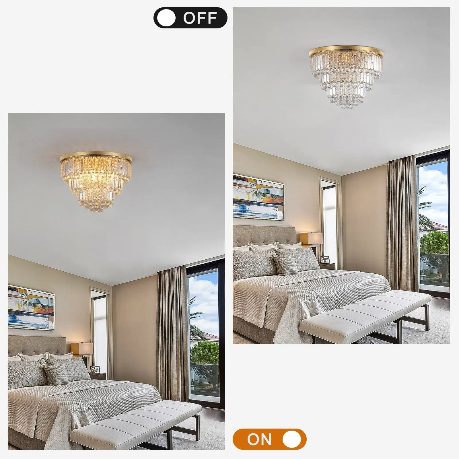 Gold Luxury Modern Style Crystal Ceiling Chandelier by HouseOfZazla
