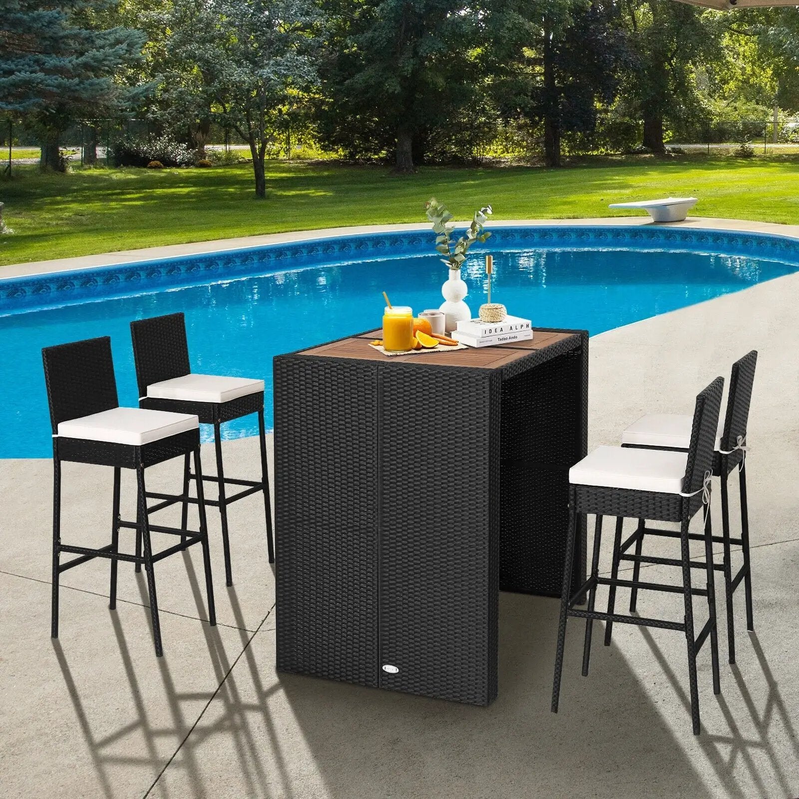 5 Pieces Patio Acacia Wood Dining Set by DirectDeals