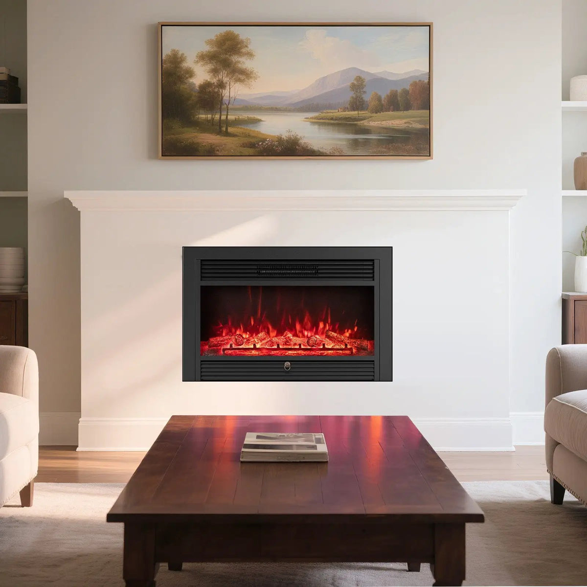 33/36-Inch Electric Fireplace Insert 750W/1500W Recessed Fireplace Heater, photo 13 of 16