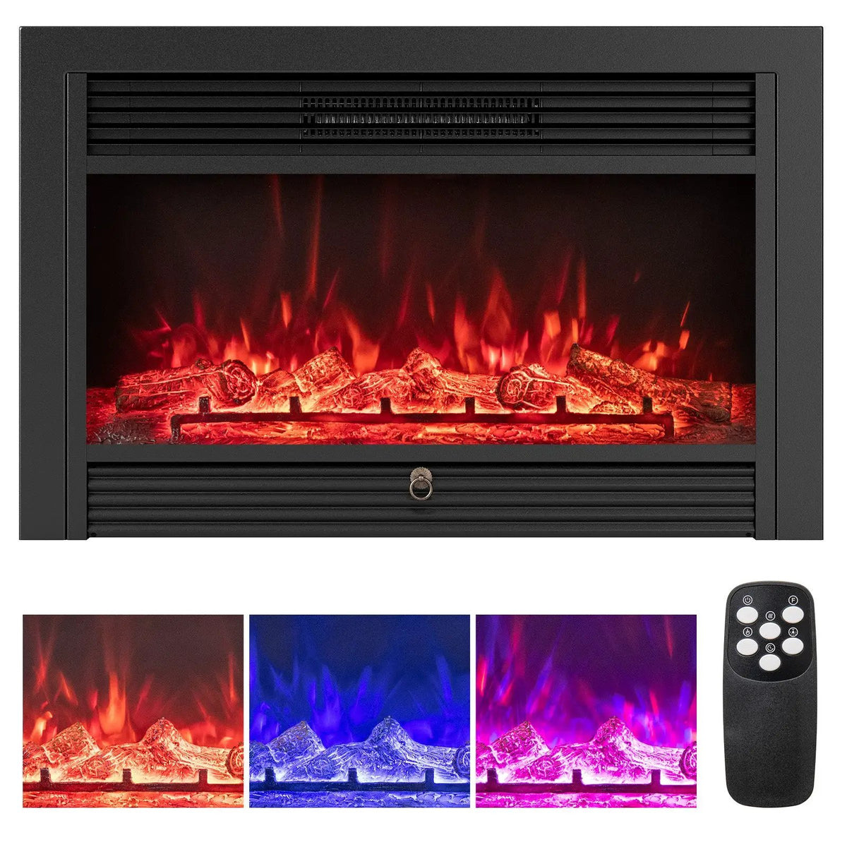 33/36-Inch Electric Fireplace Insert 750W/1500W Recessed Fireplace Heater, photo 11 of 16