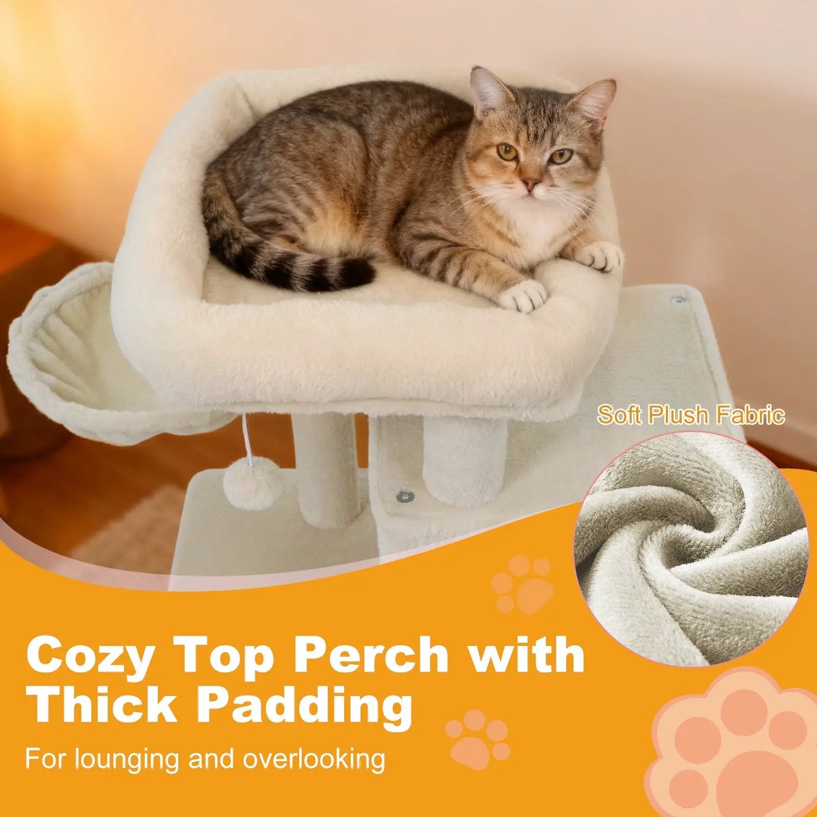 33.5 Inch Cute Kitten Tower with 2-Tier Condo and Padded Top Perch by DirectDeals