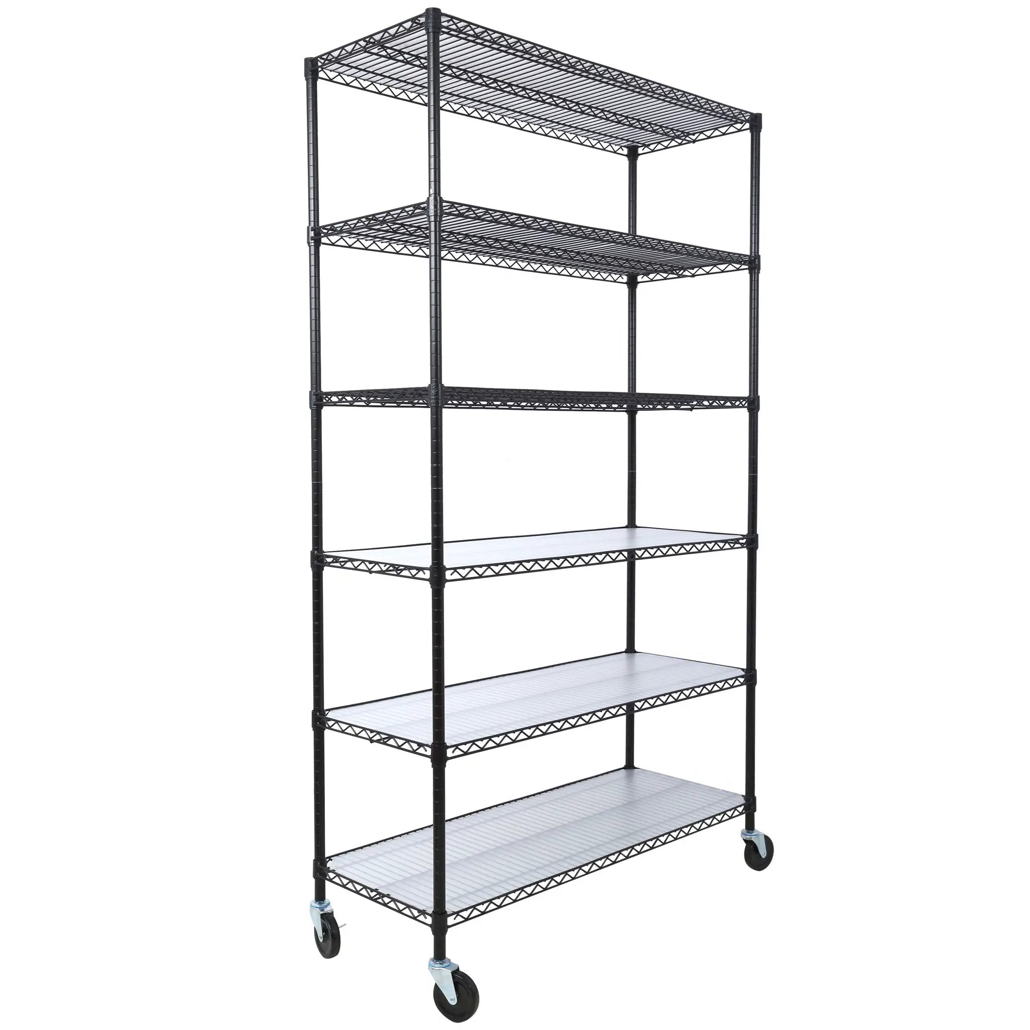 6 Tier 6000Lbs Capacity Nsf Metal Shelf Wire Shelving Unit, Heavy Duty Adjustable Storage Rack With Wheels & Shelf Liners For Commercial Grade Utility Steel Storage Rack by HouseOfZazla